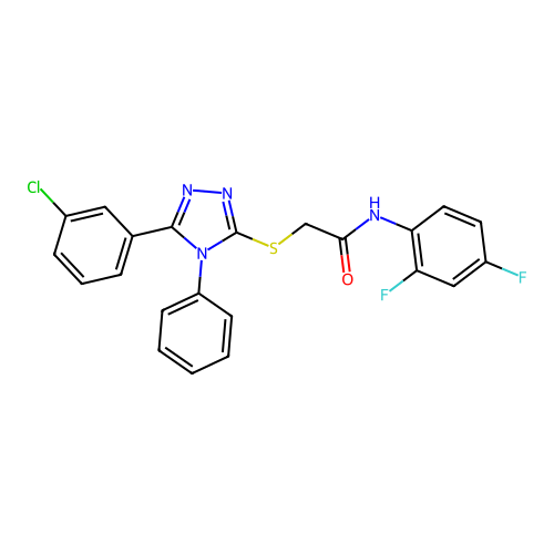 2-[[5-(3-chlorophenyl)-4-phenyl-1,2,4-triazol-3-yl]sulfanyl]-N-(2,4-difluorophenyl)acetamide structure
