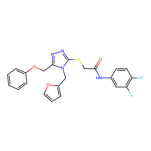 N-(3,4-difluorophenyl)-2-{[4-(furan-2-ylmethyl)-5-(phenoxymethyl)-4H-1,2,4-triazol-3-yl]sulfanyl}acetamide structure