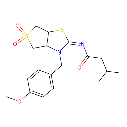 N-[(2Z)-3-(4-methoxybenzyl)-5,5-dioxidotetrahydrothieno[3,4-d][1,3]thiazol-2(3H)-ylidene]-3-methylbutanamide structure