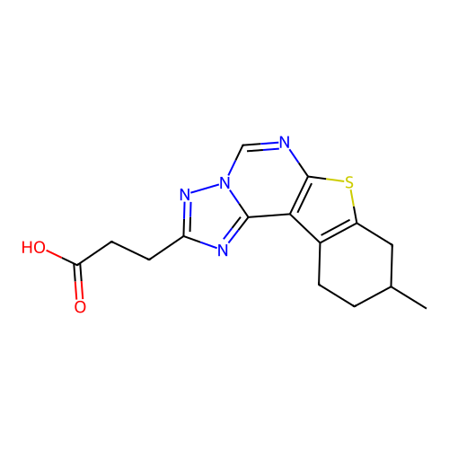 3-(9-methyl-8,9,10,11-tetrahydro[1]benzothieno[3,2-e][1,2,4]triazolo[1,5-c]pyrimidin-2-yl)propanoic acid structure