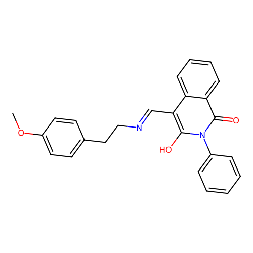 (4Z)-4-[[2-(4-methoxyphenyl)ethylamino]methylidene]-2-phenylisoquinoline-1,3-dione structure