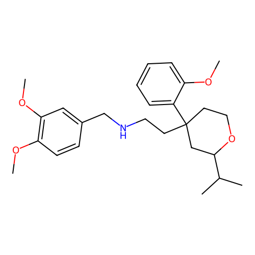 N-[(3,4-dimethoxyphenyl)methyl]-2-[4-(2-methoxyphenyl)-2-propan-2-yl-oxan-4-yl]ethanamine structure
