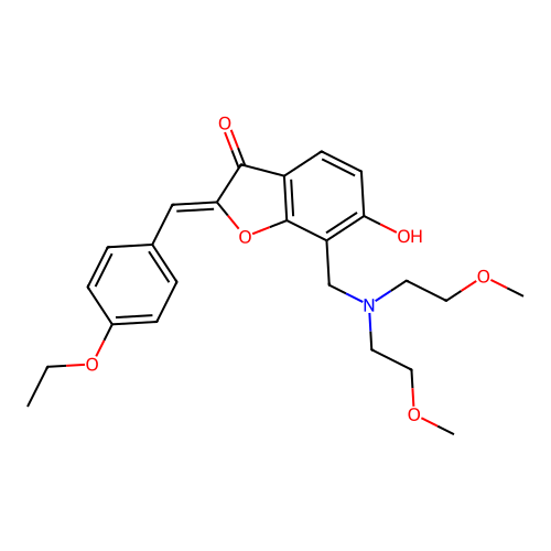 (2Z)-7-[[bis(2-methoxyethyl)amino]methyl]-2-[(4-ethoxyphenyl)methylidene]-6-hydroxy-1-benzofuran-3-one structure