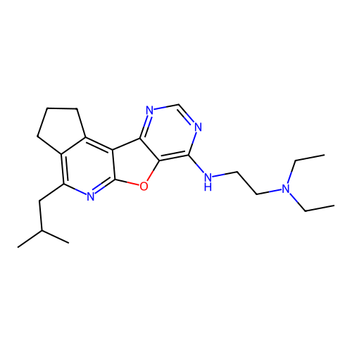 N,N-diethyl-N'-[4-(2-methylpropyl)-2,3-dihydro-1H-cyclopenta[4',5']pyrido[3',2':4,5]furo[3,2-d]pyrimidin-7-yl]ethane-1,2-diamine structure