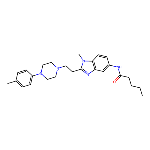 N-(1-methyl-2-(2-(4-(p-tolyl)piperazin-1-yl)ethyl)-1H-benzo[d]imidazol-5-yl)pentanamide structure