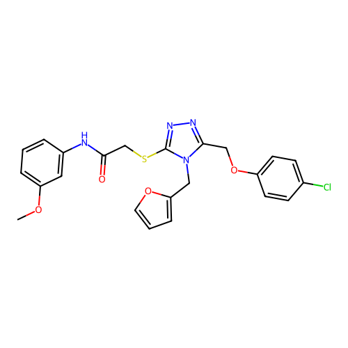 2-((5-((4-chlorophenoxy)methyl)-4-(furan-2-ylmethyl)-4H-1,2,4-triazol-3-yl)thio)-N-(3-methoxyphenyl)acetamide structure