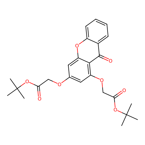 di-tert-butyl 2,2'-[(9-oxo-9H-xanthene-1,3-diyl)bis(oxy)]diacetate structure