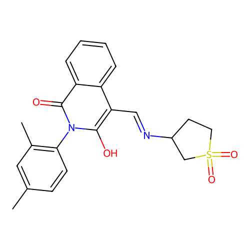 2-(2,4-dimethylphenyl)-4-[[(1,1-dioxothiolan-3-yl)amino]methylidene]isoquinoline-1,3-dione structure