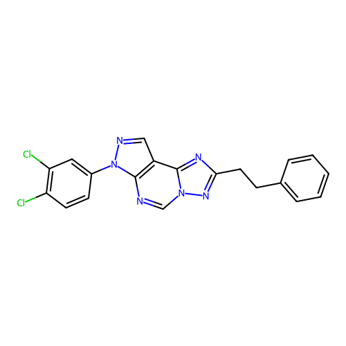 3-(3,4-Dichlorophenyl)-8-(2-phenylethyl)-6-hydropyrazolo[5,4-d]1,2,4-triazolo[1,5-e]pyrimidine structure