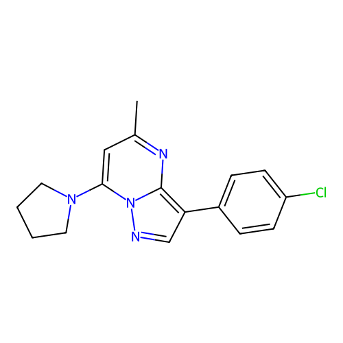 3-(4-Chlorophenyl)-5-methyl-7-(pyrrolidin-1-yl)pyrazolo[1,5-a]pyrimidine structure