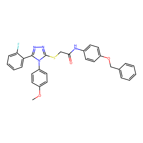 N-[4-(benzyloxy)phenyl]-2-{[5-(2-fluorophenyl)-4-(4-methoxyphenyl)-4H-1,2,4-triazol-3-yl]sulfanyl}acetamide structure