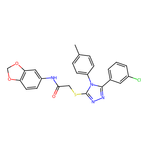 N-(1,3-benzodioxol-5-yl)-2-[[5-(3-chlorophenyl)-4-(4-methylphenyl)-1,2,4-triazol-3-yl]sulfanyl]acetamide structure