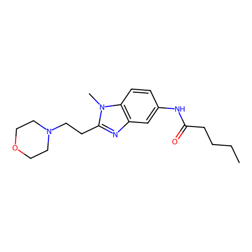 N-[1-methyl-2-(2-morpholin-4-ylethyl)benzimidazol-5-yl]pentanamide structure