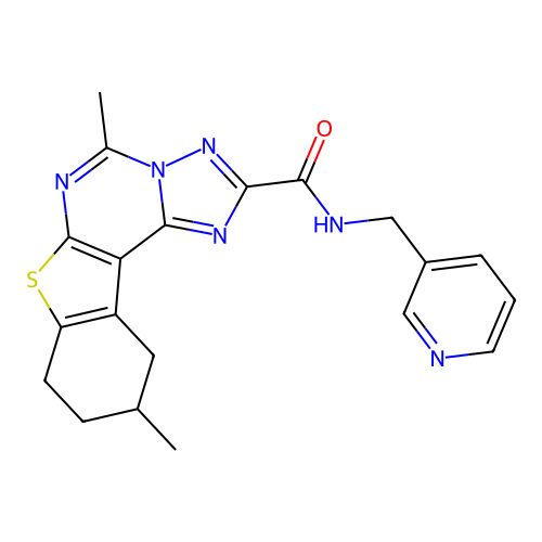 5,10-dimethyl-N-(pyridin-3-ylmethyl)-8,9,10,11-tetrahydro[1]benzothieno[3,2-e][1,2,4]triazolo[1,5-c]pyrimidine-2-carboxamide structure
