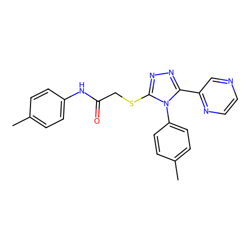 N-(4-methylphenyl)-2-{[4-(4-methylphenyl)-5-(pyrazin-2-yl)-4H-1,2,4-triazol-3-yl]sulfanyl}acetamide structure