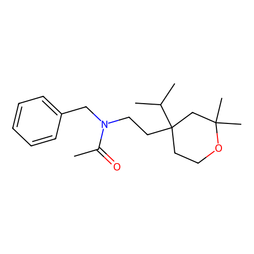 N-benzyl-N-(2-(4-isopropyl-2,2-dimethyltetrahydro-2H-pyran-4-yl)ethyl)acetamide structure