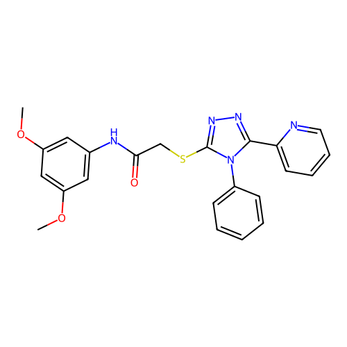 N-(3,5-dimethoxyphenyl)-2-[(4-phenyl-5-pyridin-2-yl-1,2,4-triazol-3-yl)sulfanyl]acetamide structure