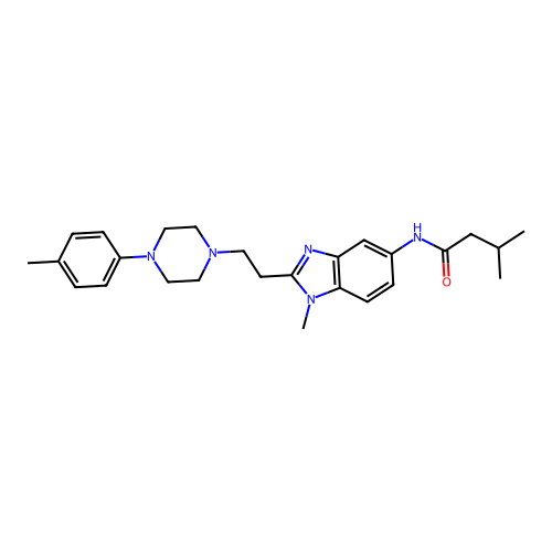 3-methyl-N-(1-methyl-2-(2-(4-(p-tolyl)piperazin-1-yl)ethyl)-1H-benzo[d]imidazol-5-yl)butanamide structure