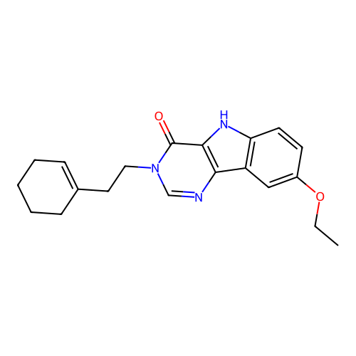 3-[2-(cyclohexen-1-yl)ethyl]-8-ethoxy-5H-pyrimido[5,4-b]indol-4-one structure