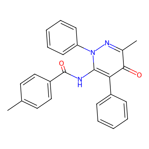 4-methyl-N-(6-methyl-5-oxo-2,4-diphenyl-2,5-dihydropyridazin-3-yl)benzamide structure