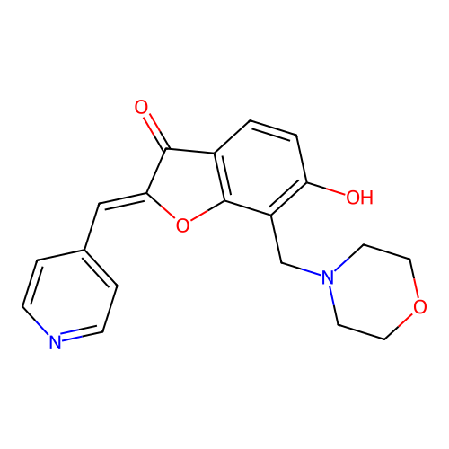 (Z)-6-hydroxy-7-(morpholinomethyl)-2-(pyridin-4-ylmethylene)benzofuran-3(2H)-one structure
