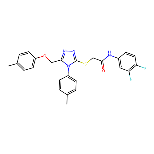 N-(3,4-difluorophenyl)-2-((4-(p-tolyl)-5-((p-tolyloxy)methyl)-4H-1,2,4-triazol-3-yl)thio)acetamide structure