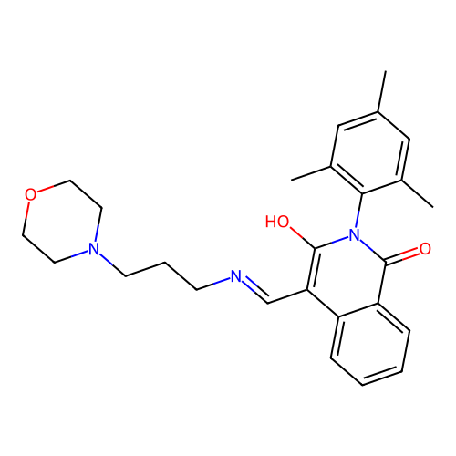 4-[(3-morpholin-4-ylpropylamino)methylidene]-2-(2,4,6-trimethylphenyl)isoquinoline-1,3-dione structure