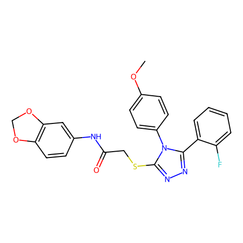 N-(1,3-benzodioxol-5-yl)-2-[[5-(2-fluorophenyl)-4-(4-methoxyphenyl)-1,2,4-triazol-3-yl]sulfanyl]acetamide structure