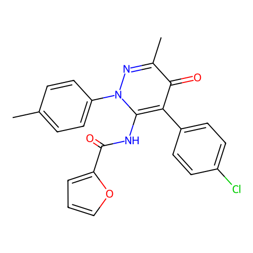 N-[4-(4-chlorophenyl)-6-methyl-2-(4-methylphenyl)-5-oxopyridazin-3-yl]furan-2-carboxamide structure