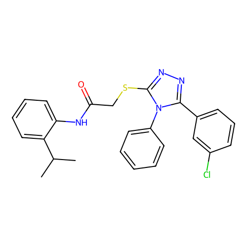2-[[5-(3-chlorophenyl)-4-phenyl-1,2,4-triazol-3-yl]sulfanyl]-N-(2-propan-2-ylphenyl)acetamide structure