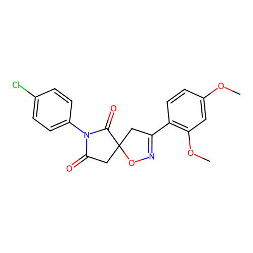 7-(4-chlorophenyl)-3-(2,4-dimethoxyphenyl)-1-oxa-2,7-diazaspiro[4.4]non-2-ene-6,8-dione structure