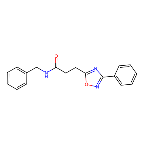 N-benzyl-3-(3-phenyl-1,2,4-oxadiazol-5-yl)propanamide structure