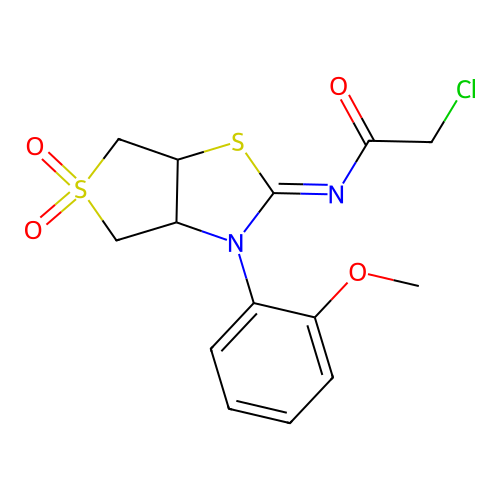 2-chloro-N-[(2Z)-3-(2-methoxyphenyl)-5,5-dioxidotetrahydrothieno[3,4-d][1,3]thiazol-2(3H)-ylidene]acetamide structure