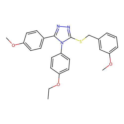 4-(4-ethoxyphenyl)-3-(4-methoxyphenyl)-5-[(3-methoxyphenyl)methylsulfanyl]-1,2,4-triazole structure