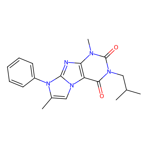 3-isobutyl-1,7-dimethyl-8-phenyl-1H-imidazo[2,1-f]purine-2,4(3H,8H)-dione structure