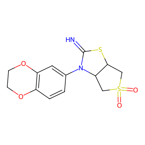 3-(2,3-dihydro-1,4-benzodioxin-6-yl)tetrahydrothieno[3,4-d][1,3]thiazol-2(3H)-imine 5,5-dioxide structure