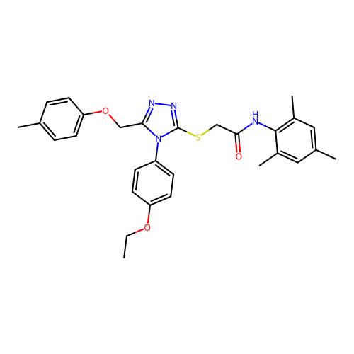 2-((4-(4-ethoxyphenyl)-5-((p-tolyloxy)methyl)-4H-1,2,4-triazol-3-yl)thio)-N-mesitylacetamide structure