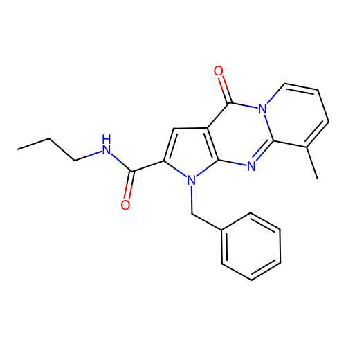 1-benzyl-9-methyl-4-oxo-N-propyl-1,4-dihydropyrido[1,2-a]pyrrolo[2,3-d]pyrimidine-2-carboxamide structure