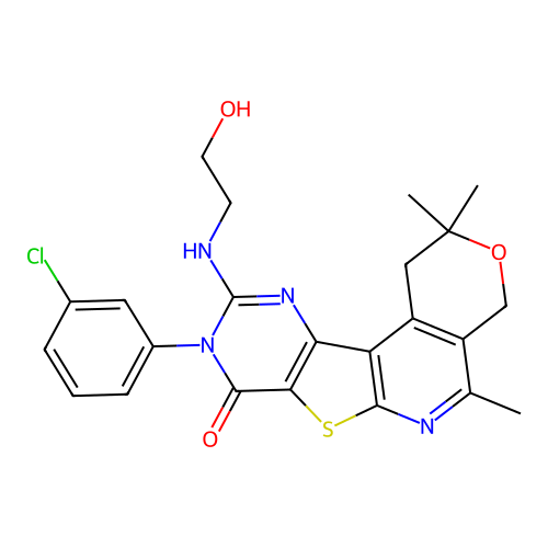 14-(3-Chlorophenyl)-15-(2-hydroxyethylamino)-4,4,8-trimethyl-5-oxa-11-thia-9,14,16-triazatetracyclo[8.7.0.02,7.012,17]heptadeca-1,7,9,12(17),15-pentaen-13-one structure