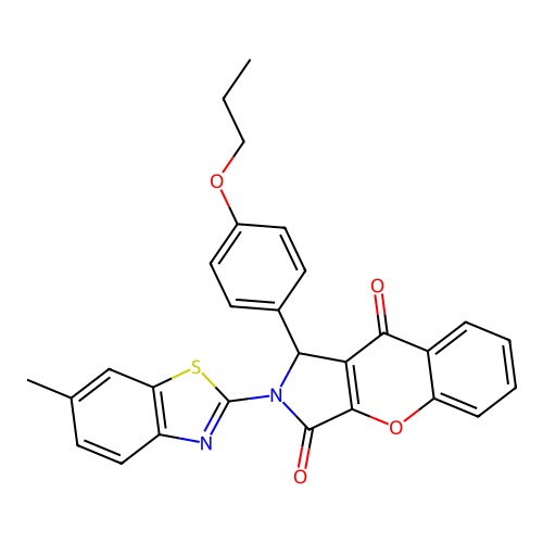 2-(6-methyl-1,3-benzothiazol-2-yl)-1-(4-propoxyphenyl)-1,2-dihydrochromeno[2,3-c]pyrrole-3,9-dione structure