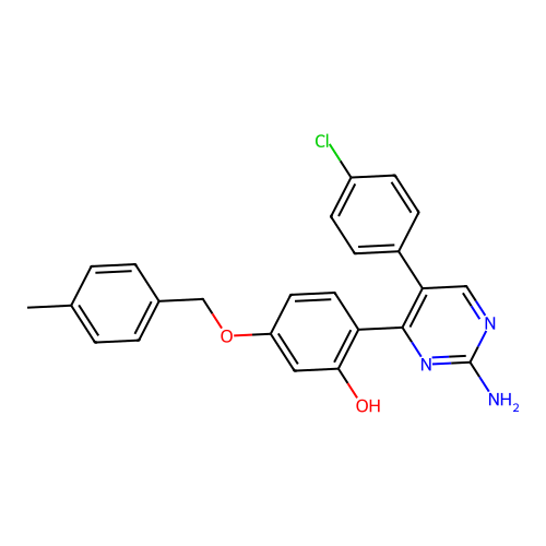 2-[2-Amino-5-(4-chlorophenyl)pyrimidin-4-yl]-5-[(4-methylphenyl)methoxy]phenol structure