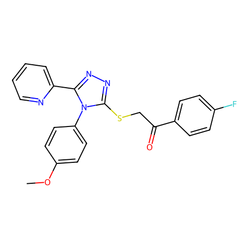 1-(4-fluorophenyl)-2-[[4-(4-methoxyphenyl)-5-pyridin-2-yl-1,2,4-triazol-3-yl]sulfanyl]ethanone structure