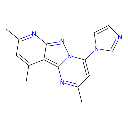 4-(1H-imidazol-1-yl)-2,8,10-trimethylpyrido[2',3':3,4]pyrazolo[1,5-a]pyrimidine structure