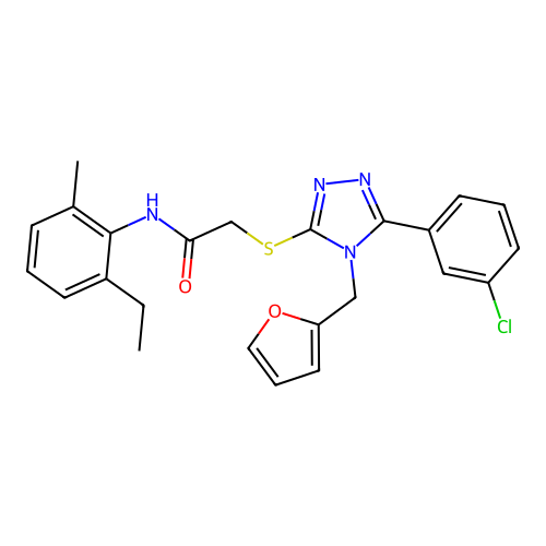 2-{[5-(3-chlorophenyl)-4-(furan-2-ylmethyl)-4H-1,2,4-triazol-3-yl]sulfanyl}-N-(2-ethyl-6-methylphenyl)acetamide structure