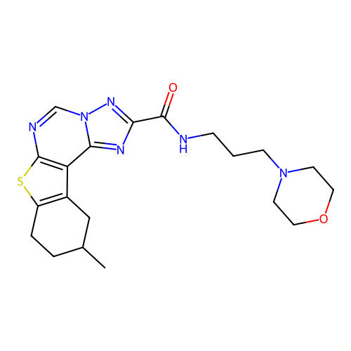 10-methyl-N-(3-morpholinopropyl)-8,9,10,11-tetrahydrobenzo[4,5]thieno[3,2-e][1,2,4]triazolo[1,5-c]pyrimidine-2-carboxamide structure