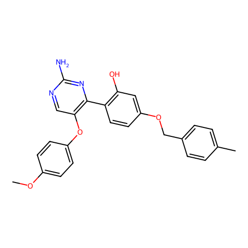2-(2-Amino-5-(4-methoxyphenoxy)pyrimidin-4-yl)-5-((4-methylbenzyl)oxy)phenol structure