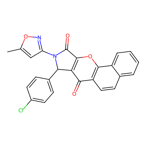 8-(4-chlorophenyl)-9-(5-methyl-1,2-oxazol-3-yl)-8,9-dihydrobenzo[7,8]chromeno[2,3-c]pyrrole-7,10-dione structure