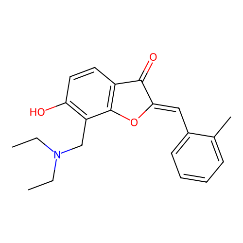 (Z)-7-((diethylamino)methyl)-6-hydroxy-2-(2-methylbenzylidene)benzofuran-3(2H)-one structure