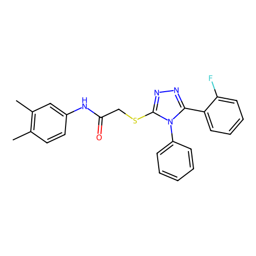 N-(3,4-dimethylphenyl)-2-[[5-(2-fluorophenyl)-4-phenyl-1,2,4-triazol-3-yl]sulfanyl]acetamide structure