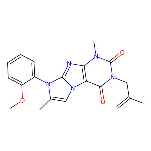 8-(2-methoxyphenyl)-1,7-dimethyl-3-(2-methylprop-2-en-1-yl)-1H-imidazo[2,1-f]purine-2,4(3H,8H)-dione structure